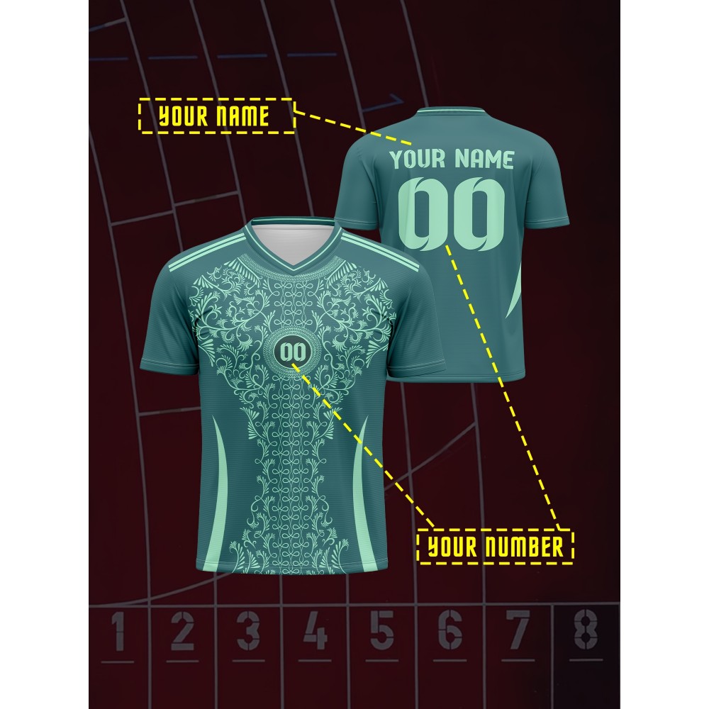 Comfortable Customizable V-Neck Soccer Shirt - Youngsters's Top with Personalized Name and Number for Sports & Casual Outdoor Running