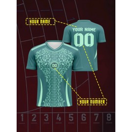 Comfortable Customizable V-Neck Soccer Shirt - Youngsters's Top with Personalized Name and Number for Sports & Casual Outdoor Running