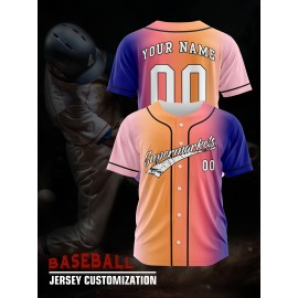 Customizable Youngsters' Baseball Jersey - Personalized Name & Number, Light Purple to White Gradient Design, Breathable Polyester, Perfect for Sports Training, Parties & Casual Wear, Youth Sports Apparel | Outdoor Activity Shirt | Durable Sports Jersey