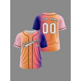 Customizable Youngsters' Baseball Jersey - Personalized Name & Number, Light Purple to White Gradient Design, Breathable Polyester, Perfect for Sports Training, Parties & Casual Wear, Youth Sports Apparel | Outdoor Activity Shirt | Durable Sports Jersey