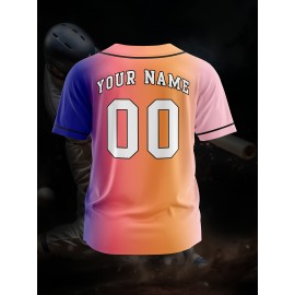 Customizable Youngsters' Baseball Jersey - Personalized Name & Number, Light Purple to White Gradient Design, Breathable Polyester, Perfect for Sports Training, Parties & Casual Wear, Youth Sports Apparel | Outdoor Activity Shirt | Durable Sports Jersey