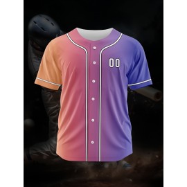 Customizable Youngsters' Baseball Jersey - Personalized Name & Number, Light Purple to White Gradient Design, Breathable Polyester, Perfect for Sports Training, Parties & Casual Wear, Youth Sports Apparel | Outdoor Activity Shirt | Durable Sports Jersey
