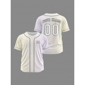 Customizable Youngsters' Baseball Jersey - Personalized Name & Number, Light Purple to White Gradient Design, Breathable Polyester, Perfect for Sports Training, Parties & Casual Wear, Youth Sports Apparel | Outdoor Activity Shirt | Durable Sports Jersey