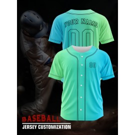 Customizable Youngsters' Baseball Jersey - Personalized Name & Number, Light Purple to White Gradient Design, Breathable Polyester, Perfect for Sports Training, Parties & Casual Wear, Youth Sports Apparel | Outdoor Activity Shirt | Durable Sports Jersey