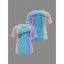 Customizable Youngsters' Baseball Jersey - Personalized Name & Number, Light Purple to White Gradient Design, Breathable Polyester, Perfect for Sports Training, Parties & Casual Wear, Youth Sports Apparel | Outdoor Activity Shirt | Durable Sports Jersey