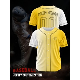 Customizable Youngsters' Baseball Jersey - Personalized Name & Number, Light Purple to White Gradient Design, Breathable Polyester, Perfect for Sports Training, Parties & Casual Wear, Youth Sports Apparel | Outdoor Activity Shirt | Durable Sports Jersey