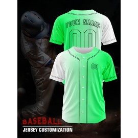 Customizable Youngsters' Baseball Jersey - Personalized Name & Number, Light Purple to White Gradient Design, Breathable Polyester, Perfect for Sports Training, Parties & Casual Wear, Youth Sports Apparel | Outdoor Activity Shirt | Durable Sports Jersey