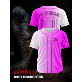 Customizable Youngsters' Baseball Jersey - Personalized Name & Number, Light Purple to White Gradient Design, Breathable Polyester, Perfect for Sports Training, Parties & Casual Wear, Youth Sports Apparel | Outdoor Activity Shirt | Durable Sports Jersey