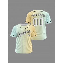 Customizable Youngsters' Baseball Jersey - Personalized Name & Number, Light Purple to White Gradient Design, Breathable Polyester, Perfect for Sports Training, Parties & Casual Wear, Youth Sports Apparel | Outdoor Activity Shirt | Durable Sports Jersey