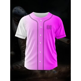 Customizable Youngsters' Baseball Jersey - Personalized Name & Number, Light Purple to White Gradient Design, Breathable Polyester, Perfect for Sports Training, Parties & Casual Wear, Youth Sports Apparel | Outdoor Activity Shirt | Durable Sports Jersey