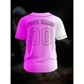 Customizable Youngsters' Baseball Jersey - Personalized Name & Number, Light Purple to White Gradient Design, Breathable Polyester, Perfect for Sports Training, Parties & Casual Wear, Youth Sports Apparel | Outdoor Activity Shirt | Durable Sports Jersey