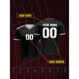 [Football Shirt] Comfortable V-neck Children's Football Shirt Tops | Custom Name and Number, Sports Leisure Outdoor Running