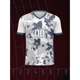 Customizable Kids Soccer Jersey with Name and Number, Polyester V-Neck Tee, Casual to Athletic Fit, for Boys, Girls, and Teens, with All-Season, for Sports, Hiking, Festivals, and Everyday Wear