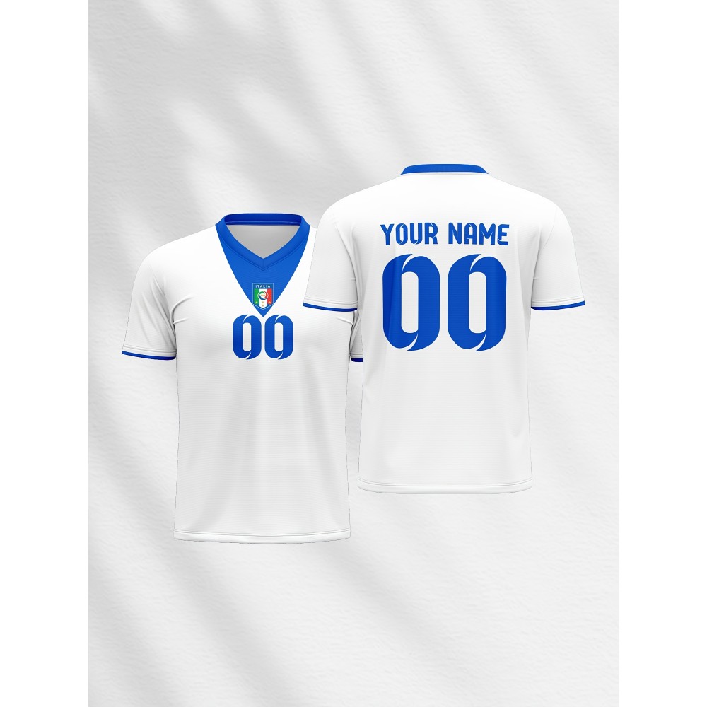 Customizable Kids Soccer Jersey with V-Neck, Polyester Blend, Medium Stretch, All-Over Print, Preppy Sports Casual Street Style, for Boys, Girls, and Youth, for Spring/Summer/Fall, Perfect for Casual, Festive, Athletic, and Party Occasions