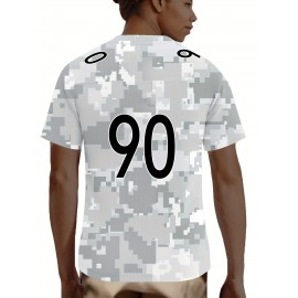 Large Size Women's Arctic Camo Pittsburgh #90 Polyester Football Jersey, Women V-Neck Game Day Sports Shirt With Slight Stretch, Breathable Casual Knit Fabric, Loose Fit Adult, Fans Gift Women, For Casual, Party, Training Wear