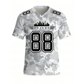 Large Size Women's Arctic Camo Dallas #88 Polyester Football Jersey, Women V-Neck Game Day Sports Shirt With Slight Stretch, Breathable Casual Knit Fabric, Loose Fit Adult, Fans Gift Women, For Casual, Party, And Training Wear