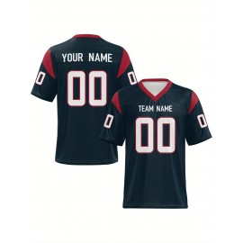 Customizable Football Jersey - Personalized Name & Number, V-Neck Sleeveless Design, Red with Black Trim & Number 00, Breathable Fabric for Outdoor Sports & Casual Wear, Summer Athletic Apparel, Custom Football Jersey, Durable Sportswear