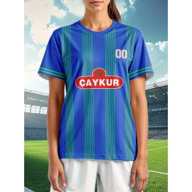 Customizable Plus Size Women'S Soccer Jersey - Personalized Team Name & Number, Breathable Athletic Shirt with 