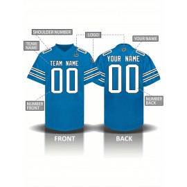 Custom Personalized Football Jerseys with Team Numbers Printed, Tailored Plus-Size Short-Sleeve Shirts, Perfect Gifts for Fans.