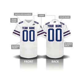 Custom Personalized Football Jerseys with Team Numbers Printed, Tailored Plus-Size Short-Sleeve Shirts, Perfect Gifts for Fans.