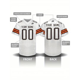 Custom Personalized Football Jerseys with Team Numbers Printed, Tailored Plus-Size Short-Sleeve Shirts, Perfect Gifts for Fans.