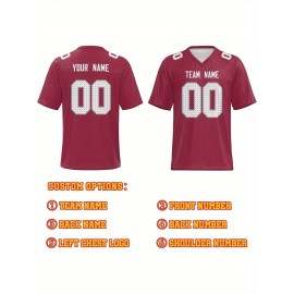 Custom Football Jersey - Personalized Name & Number, Breathable Fabric, V-Neck Design for Team Uniforms & Casual Sports Wear - Brown with White & Orange Accents, Summer Athletic Apparel, Custom Football Jersey, Comfortable Sports Apparel