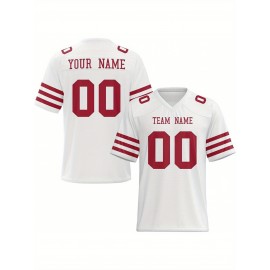 Custom Football Jersey - Personalized Name & Number, Breathable Fabric, V-Neck Design for Team Uniforms & Casual Sports Wear - Brown with White & Orange Accents, Summer Athletic Apparel, Custom Football Jersey, Comfortable Sports Apparel