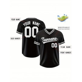 Customizable Plus Size V-Neck Baseball Jacket - Personalized Name & Number Stitched Design, Red/Black Contrast, Comfortable Non-Stretch Fabric, Breathable Summer Sports Shirt for Women, Casual Sportswear | Sporty Vneck Jacket | Durable Sportswear