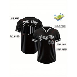 Customizable Plus Size V-Neck Baseball Jacket - Personalized Name & Number Stitched Design, Red/Black Contrast, Comfortable Non-Stretch Fabric, Breathable Summer Sports Shirt for Women, Casual Sportswear | Sporty Vneck Jacket | Durable Sportswear