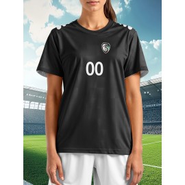 Customizable Women'S Soccer Jersey - Personalized Name & Number, Soft Fabric, Black with White Accents, Perfect for Sports & Team Events, Soccer Accessories