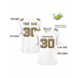 Custom Soccer Jersey - Personalized Team Name & Number, Breathable Mesh Back, V-Neck Design, Short Sleeve Summer Top for Sports & Casual Wear - Perfect Gift for Fans, Soccer Jersey, Fan Merchandise, Sporty Aesthetic, Comfortable Fit