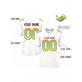 Custom Soccer Jersey - Personalized Team Name & Number, Breathable Mesh Back, V-Neck Design, Short Sleeve Summer Top for Sports & Casual Wear - Perfect Gift for Fans, Soccer Jersey, Fan Merchandise, Sporty Aesthetic, Comfortable Fit