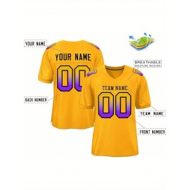 Custom Soccer Jersey - Personalized Team Name & Number, Breathable Mesh Back, V-Neck Design, Short Sleeve Summer Top for Sports & Casual Wear - Perfect Gift for Fans, Soccer Jersey, Fan Merchandise, Sporty Aesthetic, Comfortable Fit