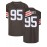 Men's Brown #95 Breathable Rugby Jersey - Embroidered American Football V-Neck Short Sleeve Shirt, Loose Fit All-Season Training & Casual Wear with Lettering Details, Machine Washable Sportswear for Men & Youths, Durable Sportswear