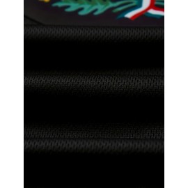 Men's Black Baseball Shirt, Classic Letter Embroidery Design, Breathable Button Style Short Sleeved Shirt, Suitable For Training And Games