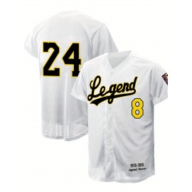 Men's White & Golden #8-24 Baseball Jersey - Embroidered 