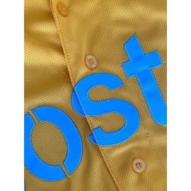 Men'S Yellow # 34 Baseball Jersey, Button Style Short Sleeved Breathable Shirt, Classic Retro High-End Letter Embroidery Design, Suitable for Training And Games