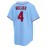 Men's Retro Embroidered Baseball Jersey - Breathable Button-Up V-Neck #4 Light Blue & Red Trim, Loose Fit for Training, Games & Casual Wear, All-Season Machine Washable Sportswear