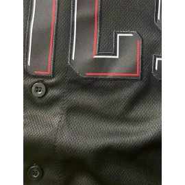 SHELUCKI Men's Black #44 Baseball Jersey - Breathable Button-Up Short Sleeve Shirt with Lettering, Loose Fit 100% Polyester for Training, Games & Casual Wear (Machine Washable)