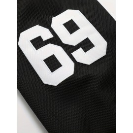 Men's Black # 69 Ice Hockey Sweatshirt, Loose Embroidered Long Sleeves, Sporty, Fashionable And Casual, Breathable On The Street