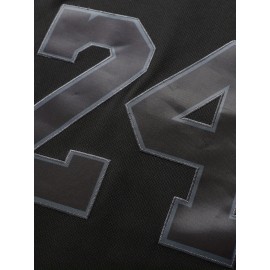 Men's Black #8-24 Baseball Shirt - Classic Letter Embroidery Design, Button-Up V-Neck, Loose Fit Breathable Fabric for Training, Competition & Casual Wear - All-Season Sportswear for Men & Teens, Baseball Jersey, Durable Sportswear