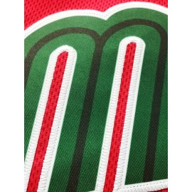 Men'S Polyester Baseball Jersey, Embroidered 'MEXICO' Lettering, V-Neck, Slight Stretch, Loose Fit, for Casual & Athletic Wear, Four Seasons Sports Shirt for Adults & Teens