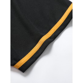 Men's #1 Black Baseball Jersey - Classic Embroidered Letter Design, Breathable Button-Up Short Sleeve Shirt for Training & Competition