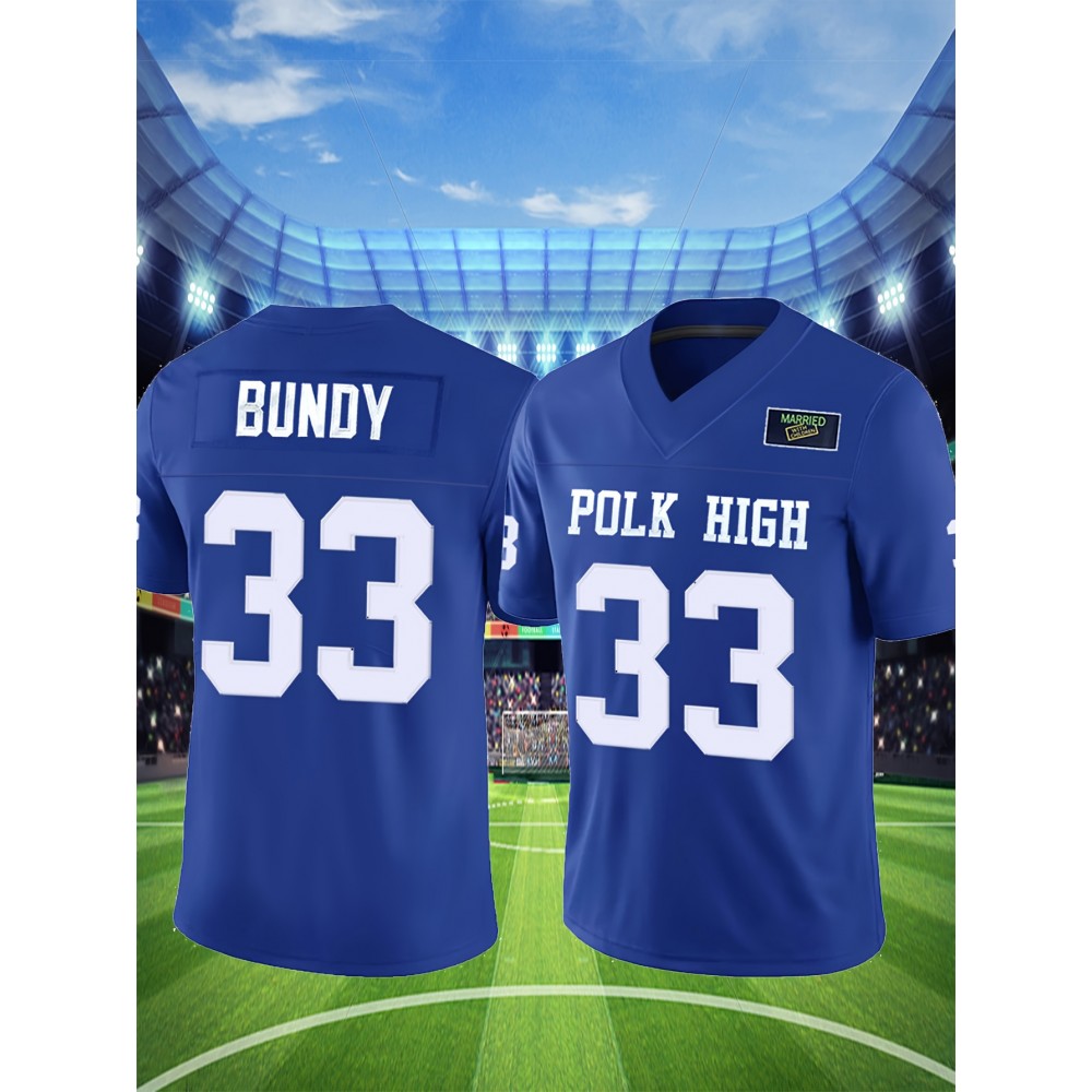 Men's Blue # 33 Rugby Jacket Loose Embroidered Sports, Fashionable, Casual, Street Breathable Rugby Top