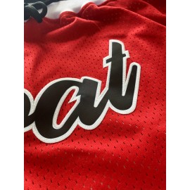 Men's Red # 23 Basketball Shorts, Classic Letter Embroidery Design, Breathable Button Style Short Sleeve Shirt, Suitable For Training And Competition
