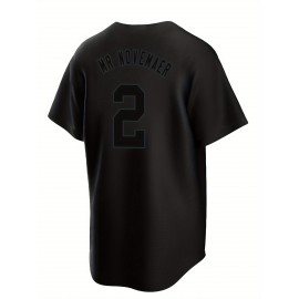 Men's Black #2 Baseball Jersey - Classic Embroidered Letter Design, Breathable Button-Up V-Neck Shirt, Loose Fit for Training, Competition & Casual Wear | All-Season Sportswear for Men & Teens, Comfortable Athletic Wear