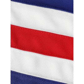 Men's Blue #21 Ice Hockey Jersey - Loose Fit Embroidered Long Sleeve, Sporty V-Neck Design with USA Lettering, Red & White Stripes, Star Details, Breathable Polyester, Machine Washable, Ideal for Casual Outings, Hiking, and Sports