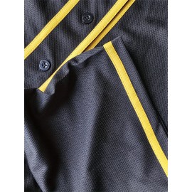 Men'S Black # 12 Baseball Shirt, Classic Letter Embroidery Design, Button style Short Sleeve Breathable Shirt, Training and Competition Category: Men'S Baseball Shirt