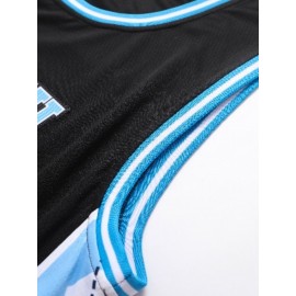 Men'S Diamond Checkered Black # 23 Basketball Shirt, Casual, Fashionable, Breathable, High-Quality Embroidered Street Basketball Pullover for Sports