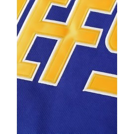 Men's #18 Blue Ice Hockey Jersey - V-Neck, Long Sleeve, Embroidered, Breathable & Stylish for Sports and Casual Wear